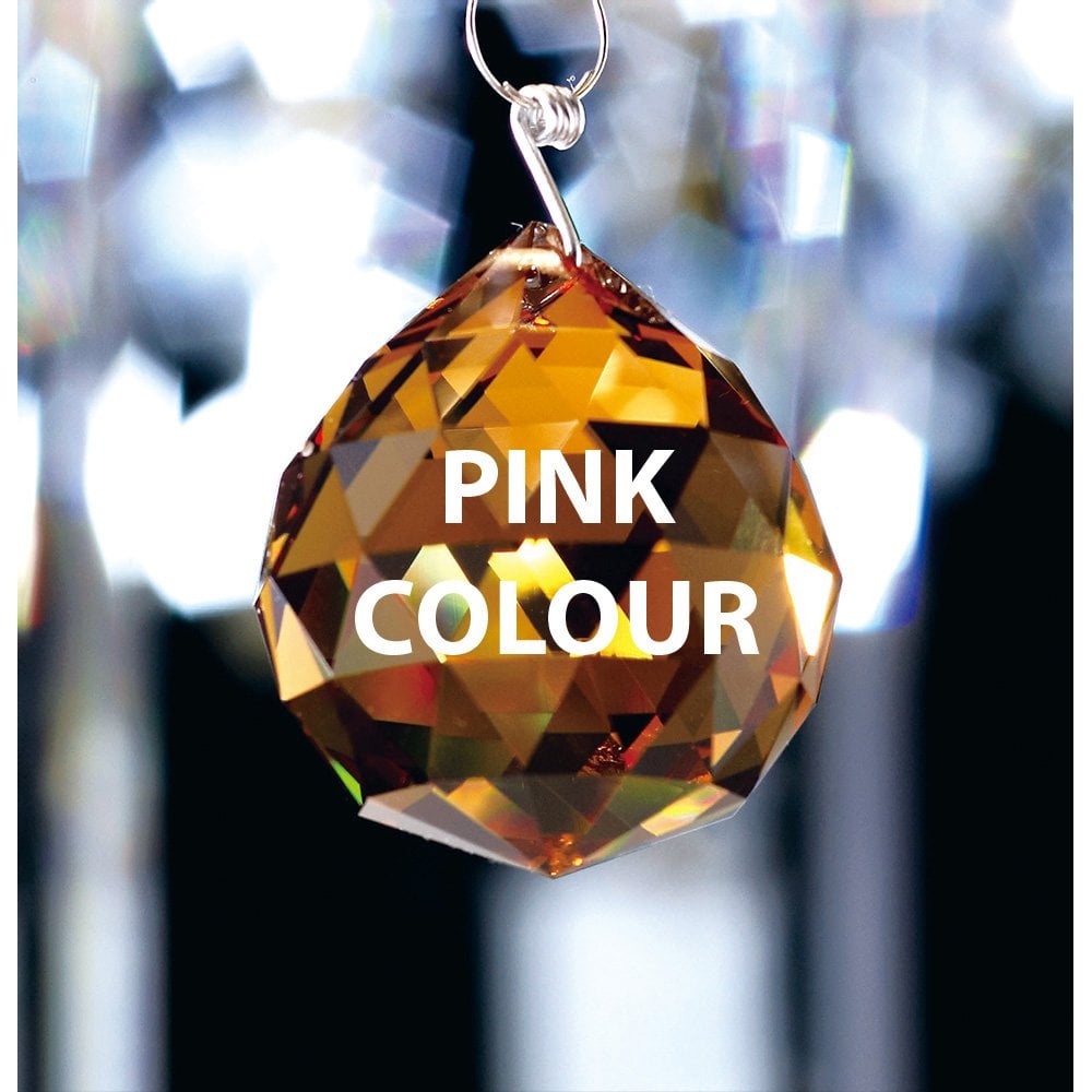 Pink Crystal Sphere Ornament - 40mm Diameter, No Ring