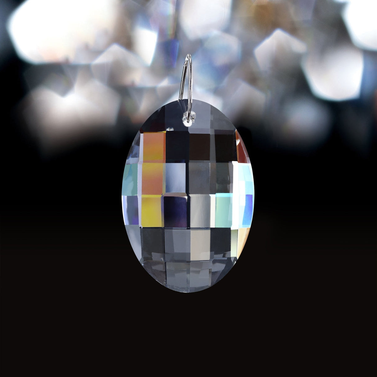 Radiant Oval-Cut Clear Crystal Pendant - 63mm