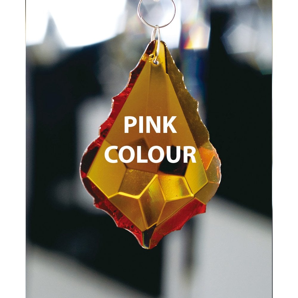 Pink Crystal Teardrop 63mm - No Ring