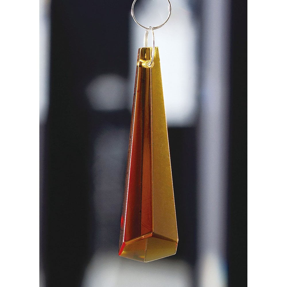 Hexagonal Amber Crystal Drop Pendant - 62mm