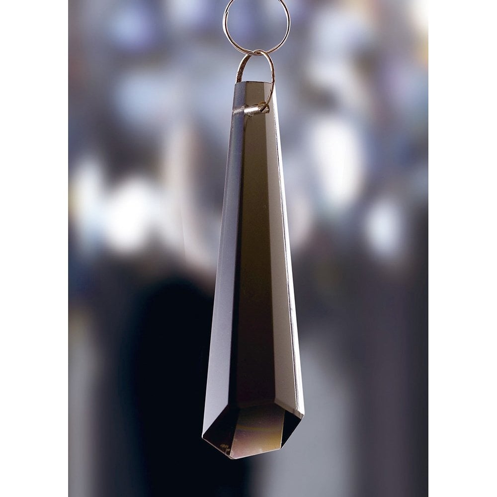 Elegant Smoked Crystal Hexagonal Pendant - 62mm