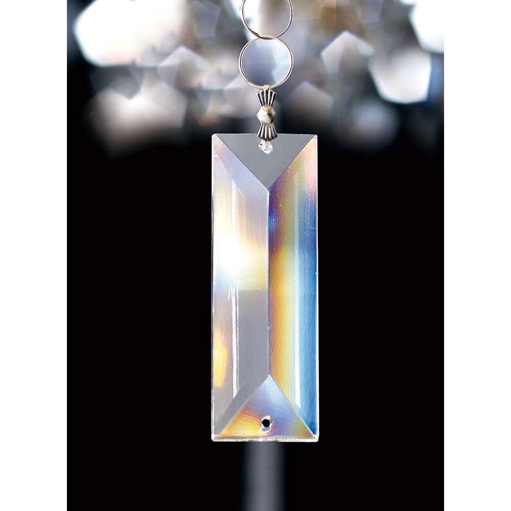 Clear Crystal Rectangle Pendant with Dual Holes - 96x22mm