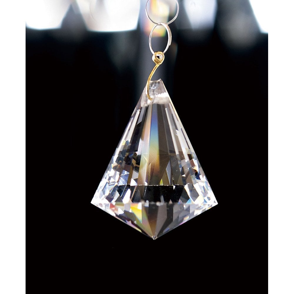 Elegant Clear Crystal Pyramid Ornament - 42mm