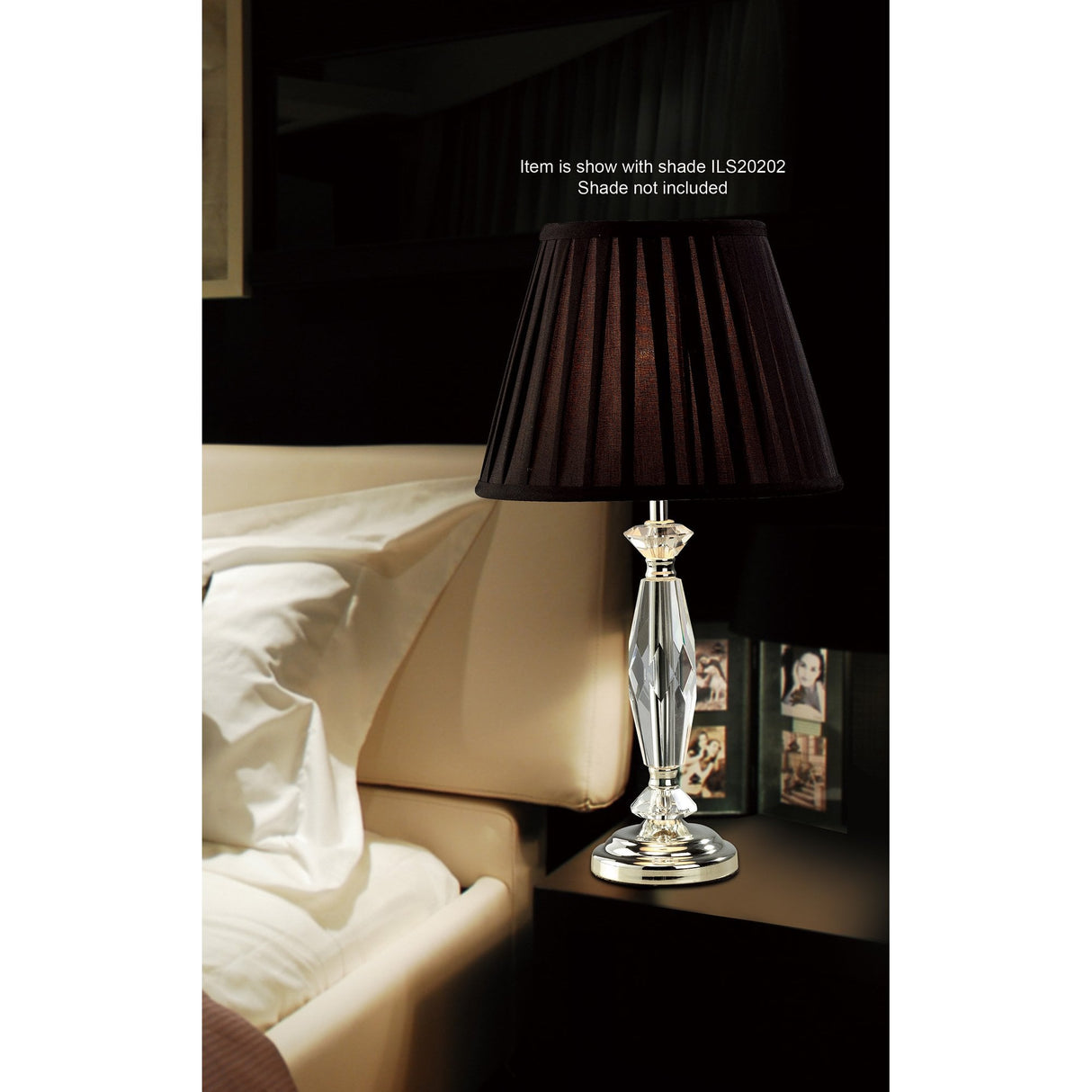 Nexon Crystal Radiance Silver Table Lamp (Shade Not Included)