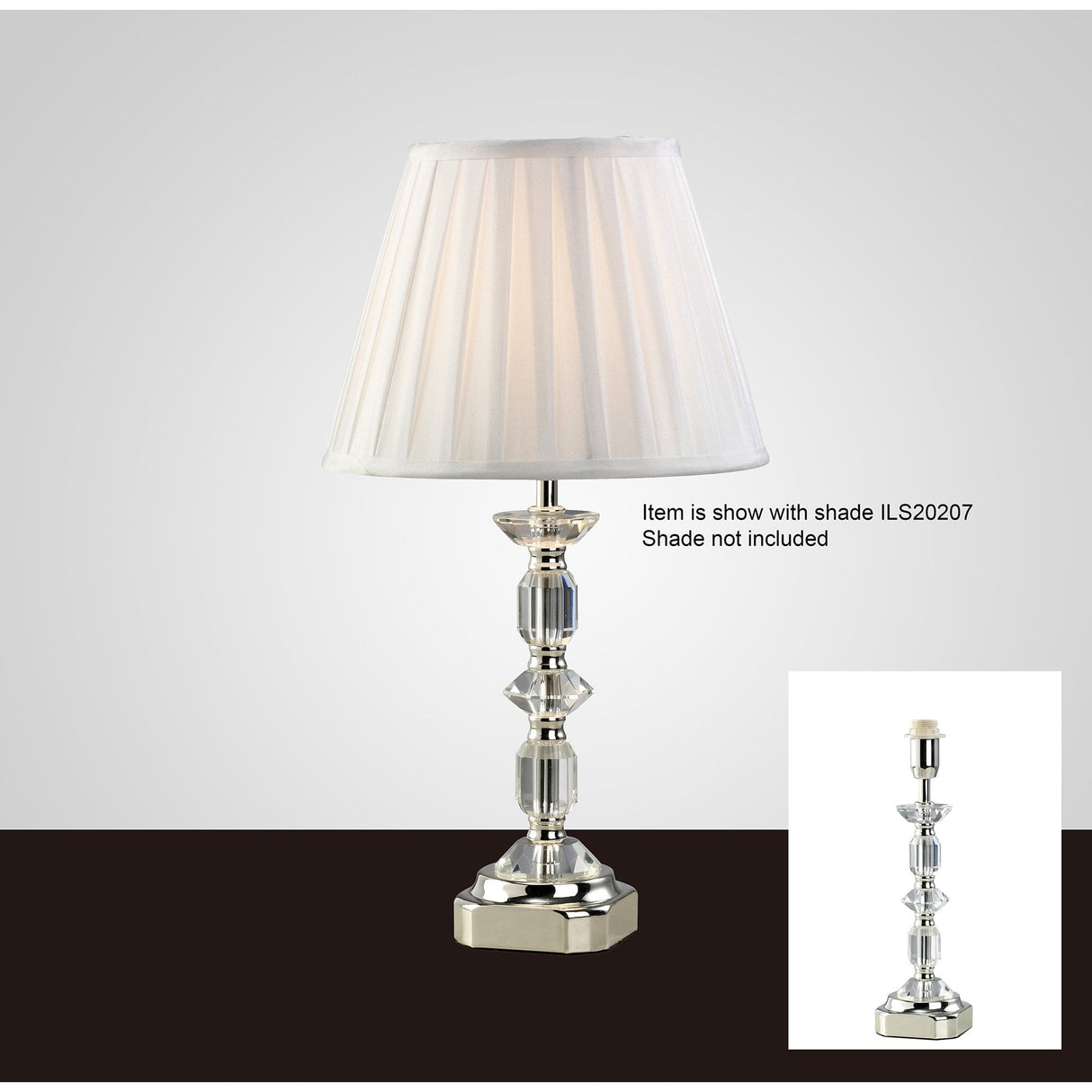 Sora Crystal Elegance: Silver Finish Table Lamp Without Shade, 1 Light