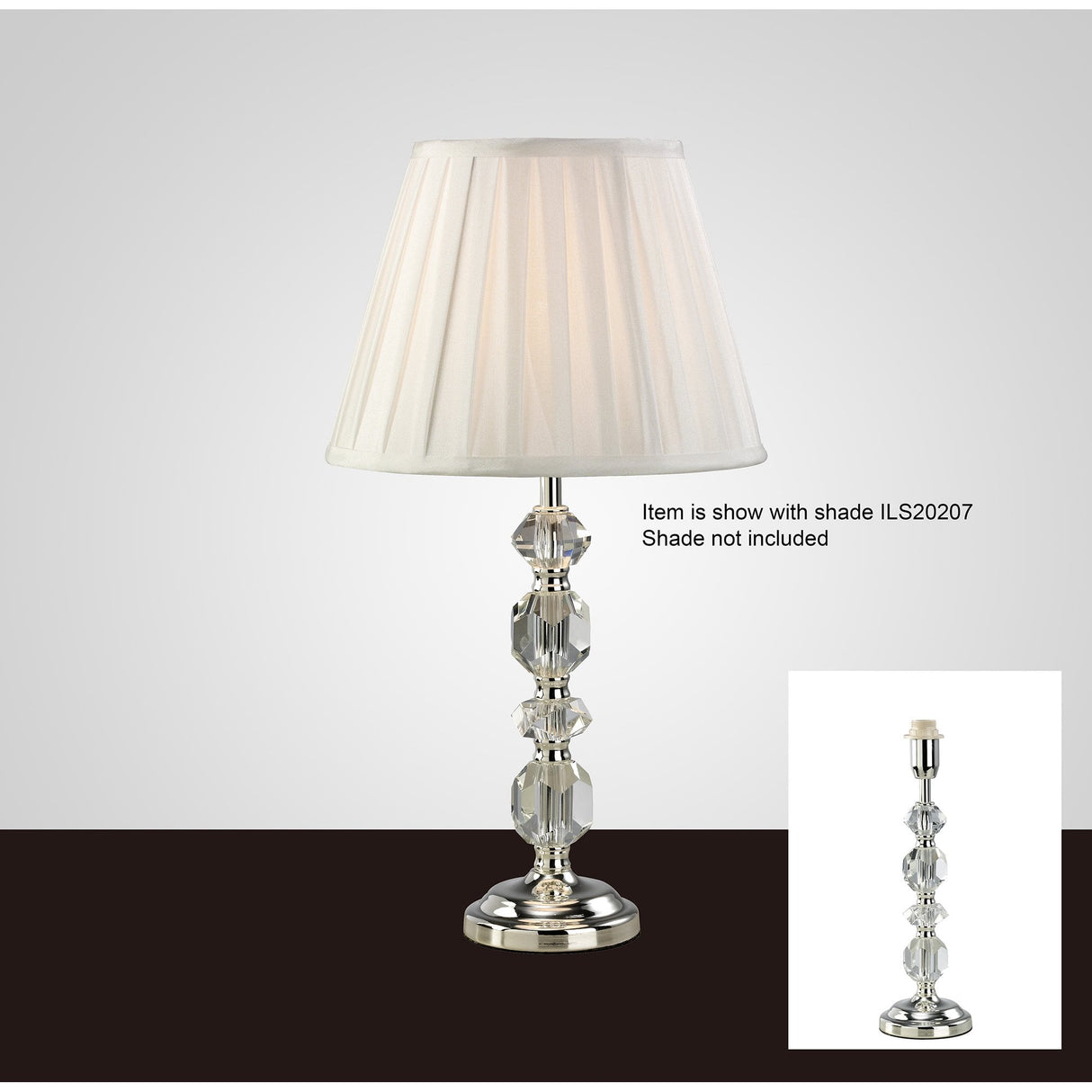 Dana Crystal Accent Lamp Without Shade - Silver Finish