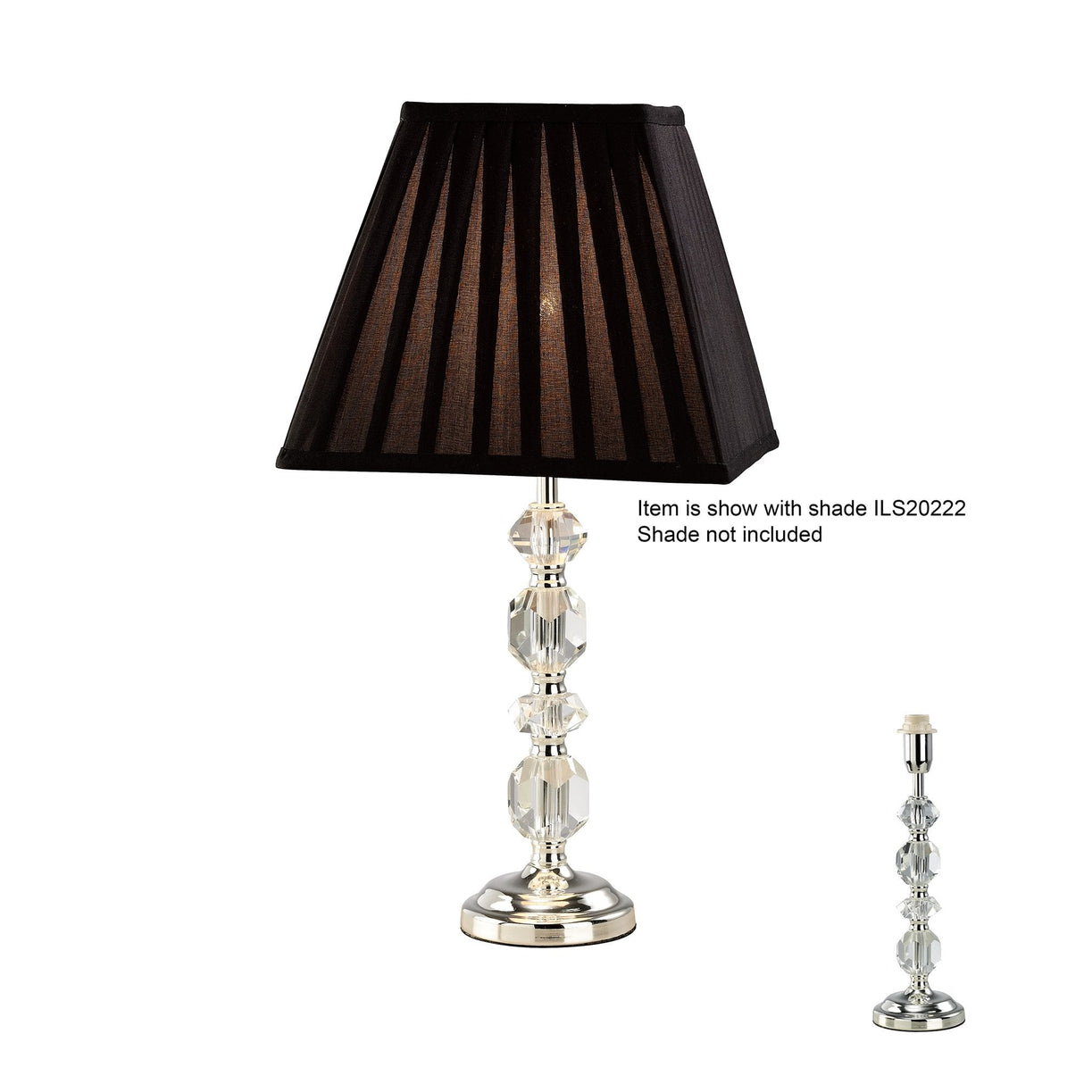 Dana Crystal Accent Lamp Without Shade - Silver Finish