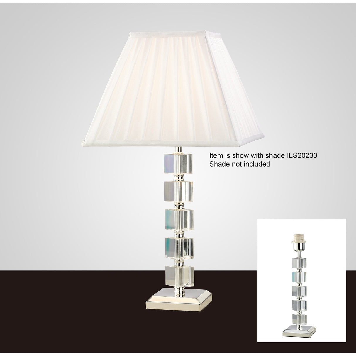Alina Silver Finish Crystal Table Lamp Base - No Shade Included