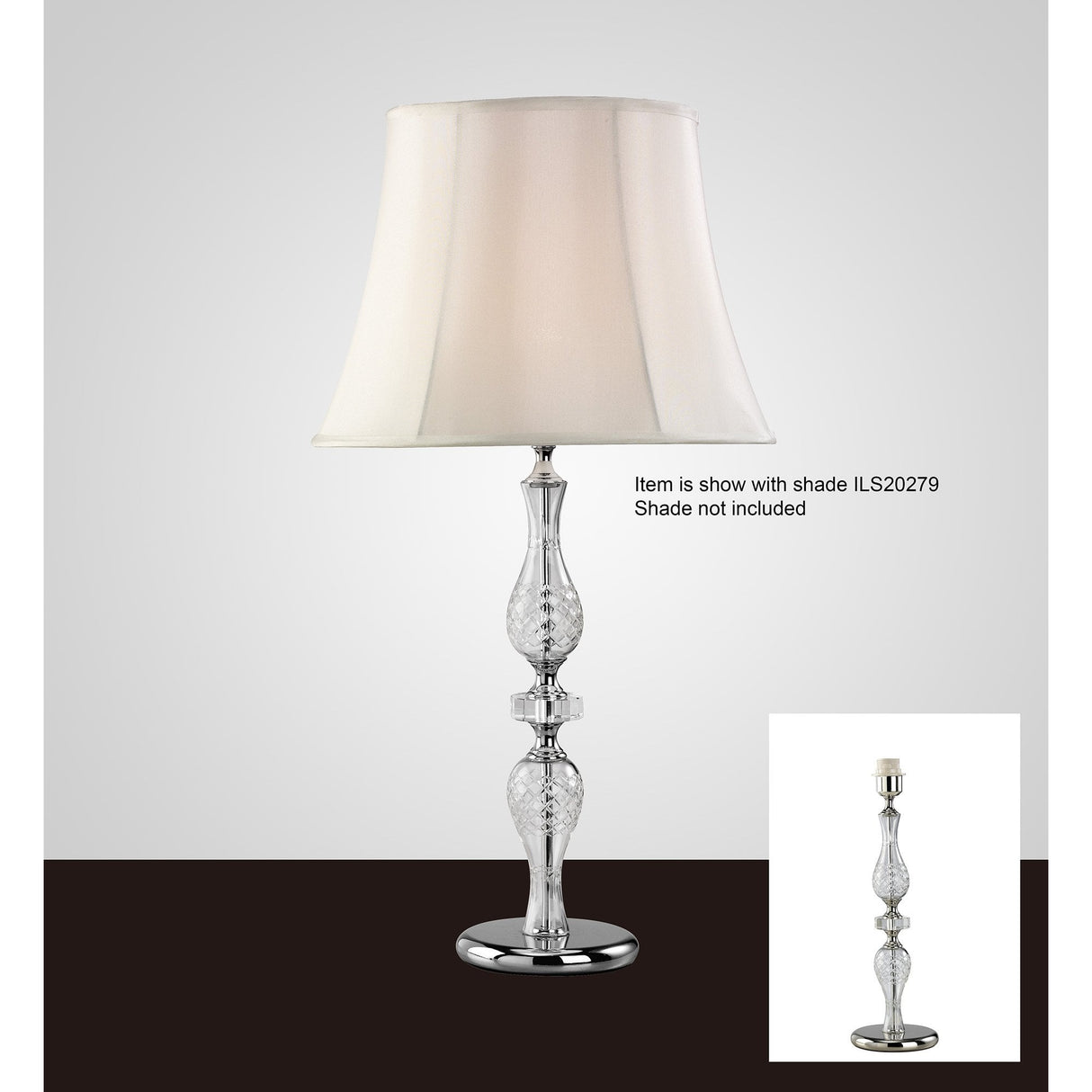 Elegant Albas Crystal Lamp Base in Silver Finish (Shade Not Included)