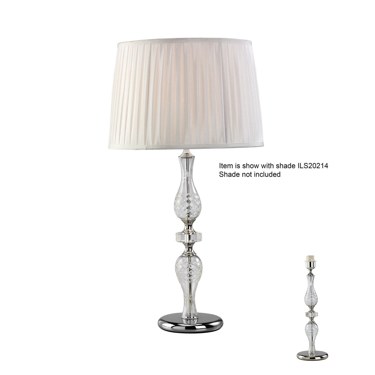 Elegant Albas Crystal Lamp Base in Silver Finish (Shade Not Included)