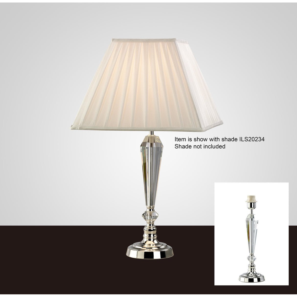 Freya Elegance Crystal Table Lamp in Silver - Shade Not Included