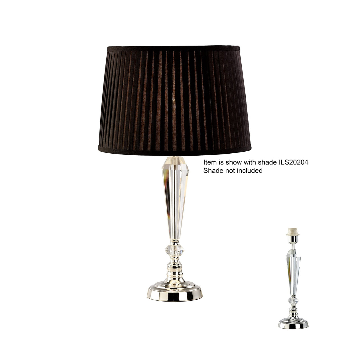 Freya Elegance Crystal Table Lamp in Silver - Shade Not Included