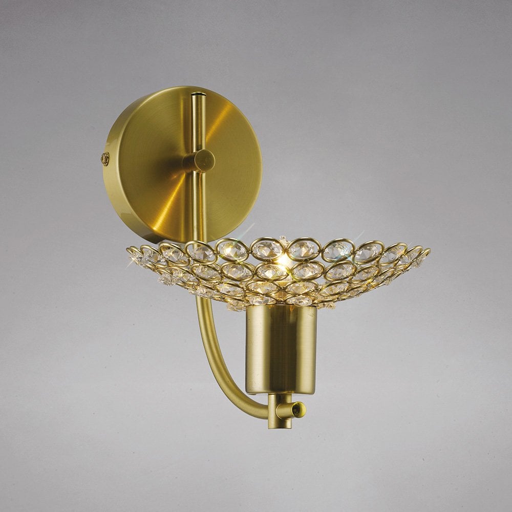 Ellen Satin Brass and Crystal One-Light Wall Sconce