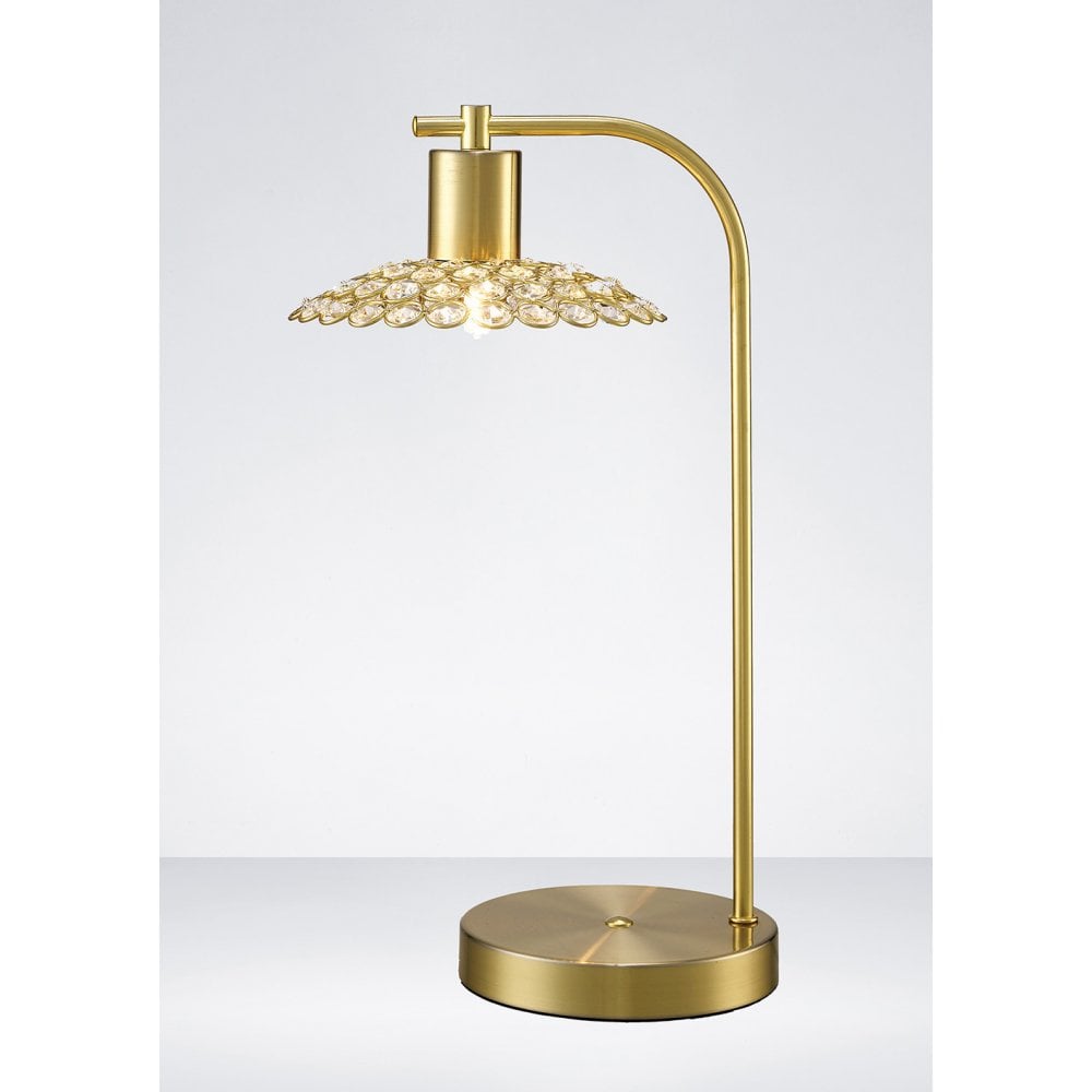 Ellen Crystal-Encrusted Satin Brass Table Lamp