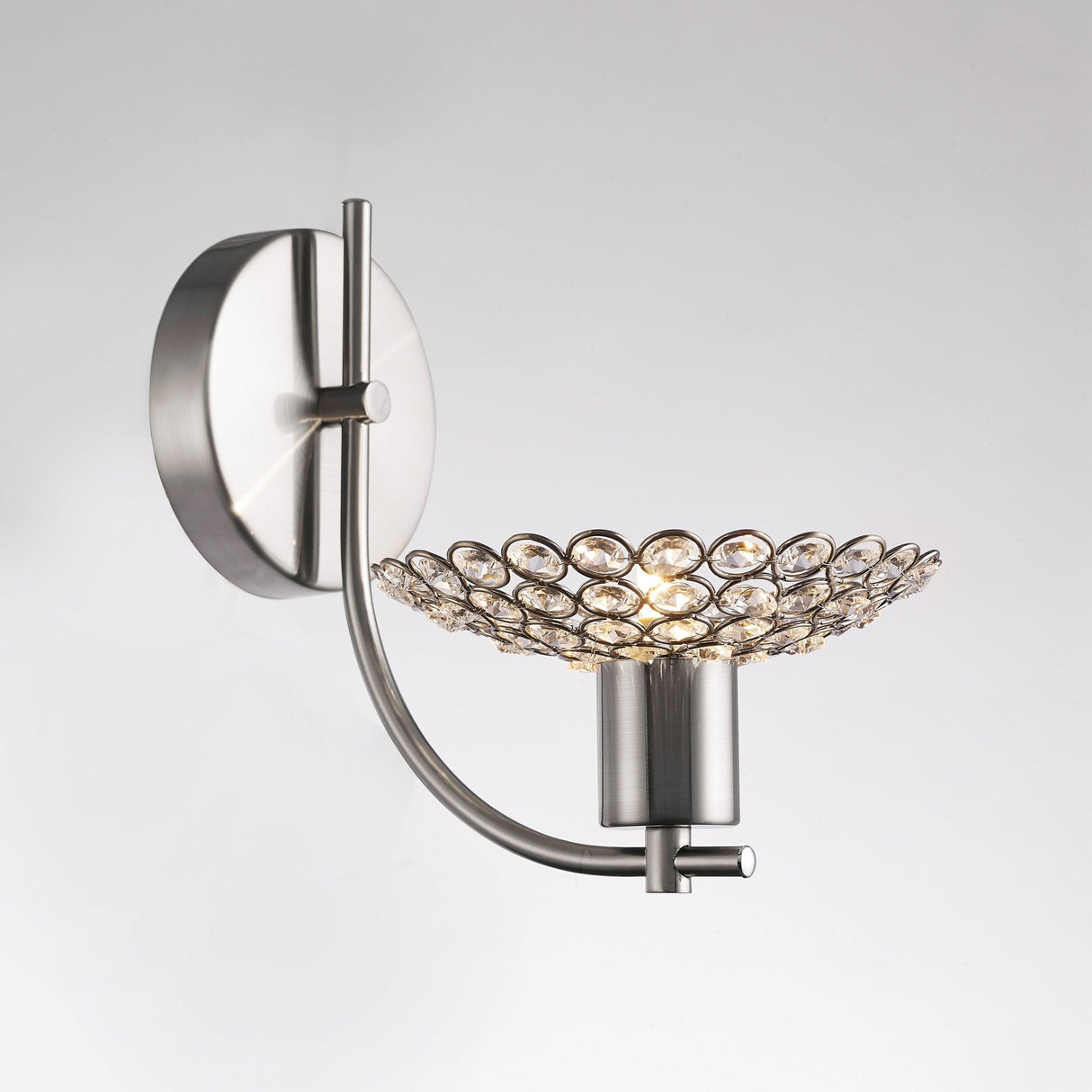 Ellen Satin Nickel Crystal Wall Sconce Light
