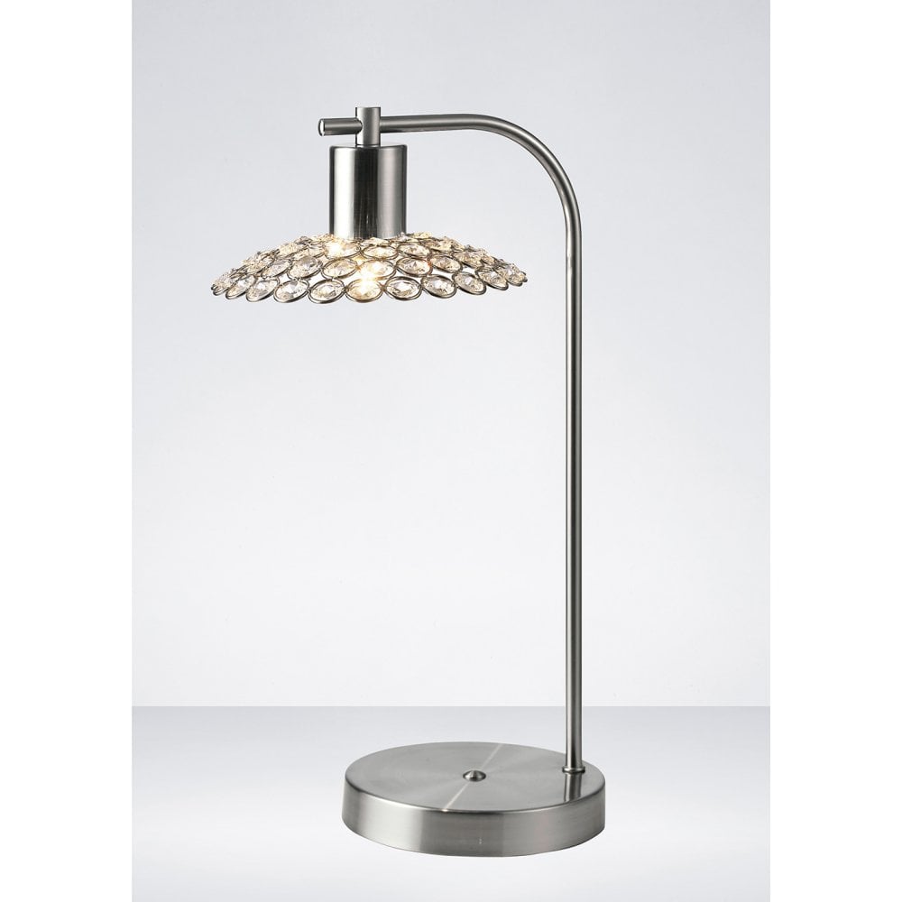 Elegant Satin Nickel Crystal Table Lamp - Ellen Collection