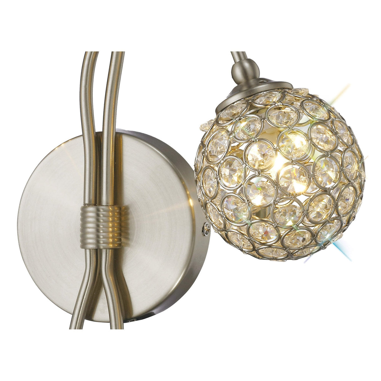 Apollo Dual Light Satin Nickel and Crystal Wall Sconce