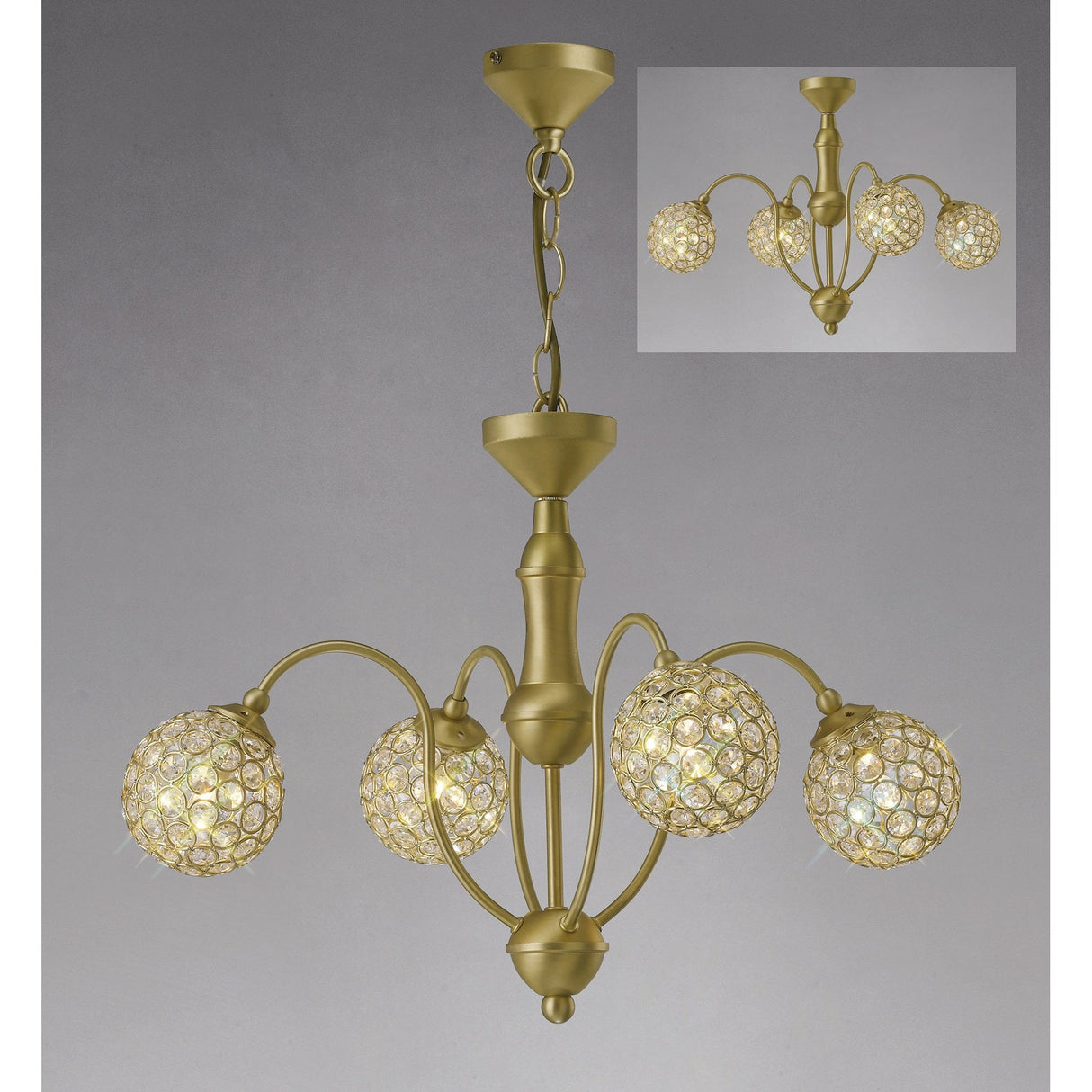 Apollo 4-Light Satin Brass Crystal Pendant