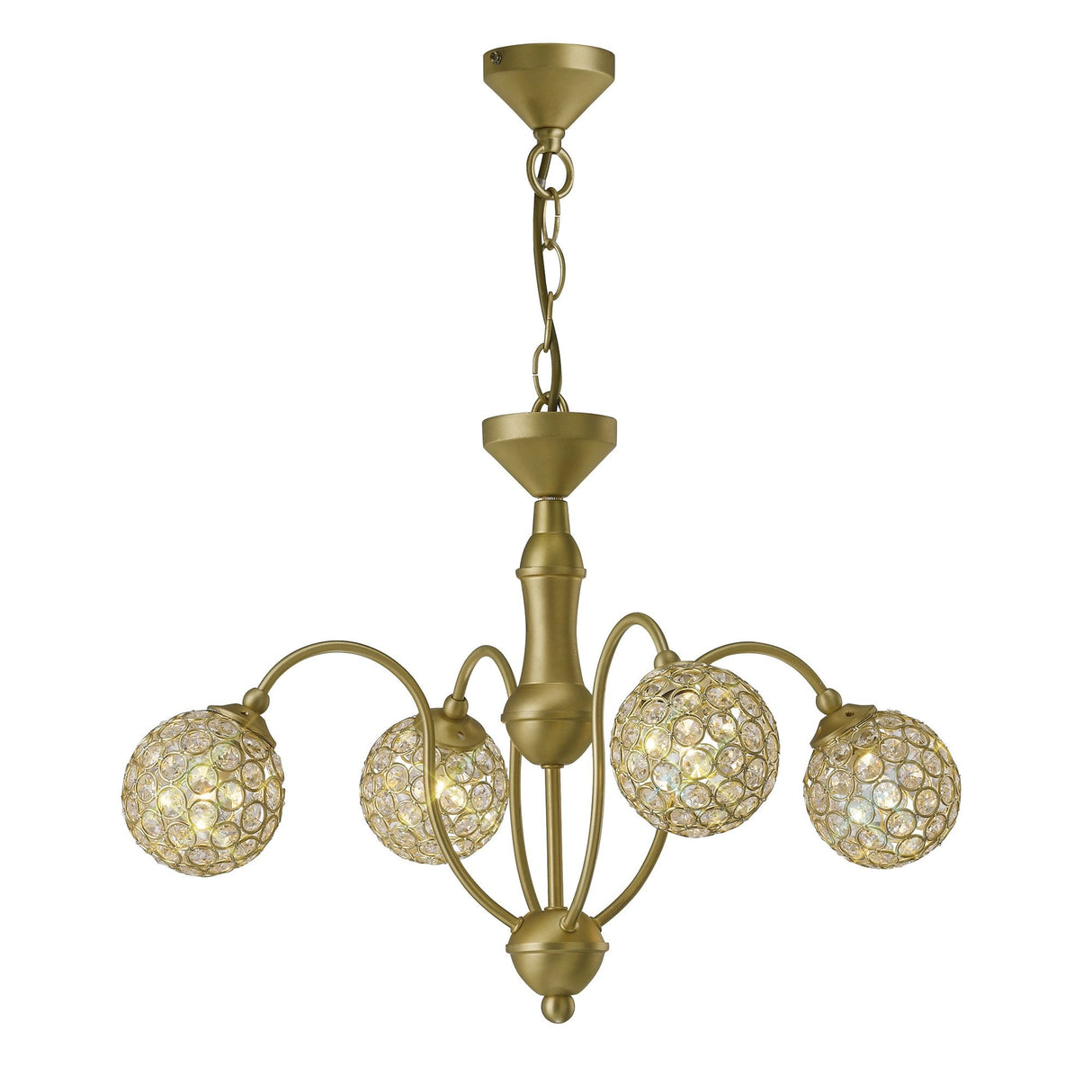 Apollo 4-Light Satin Brass Crystal Pendant