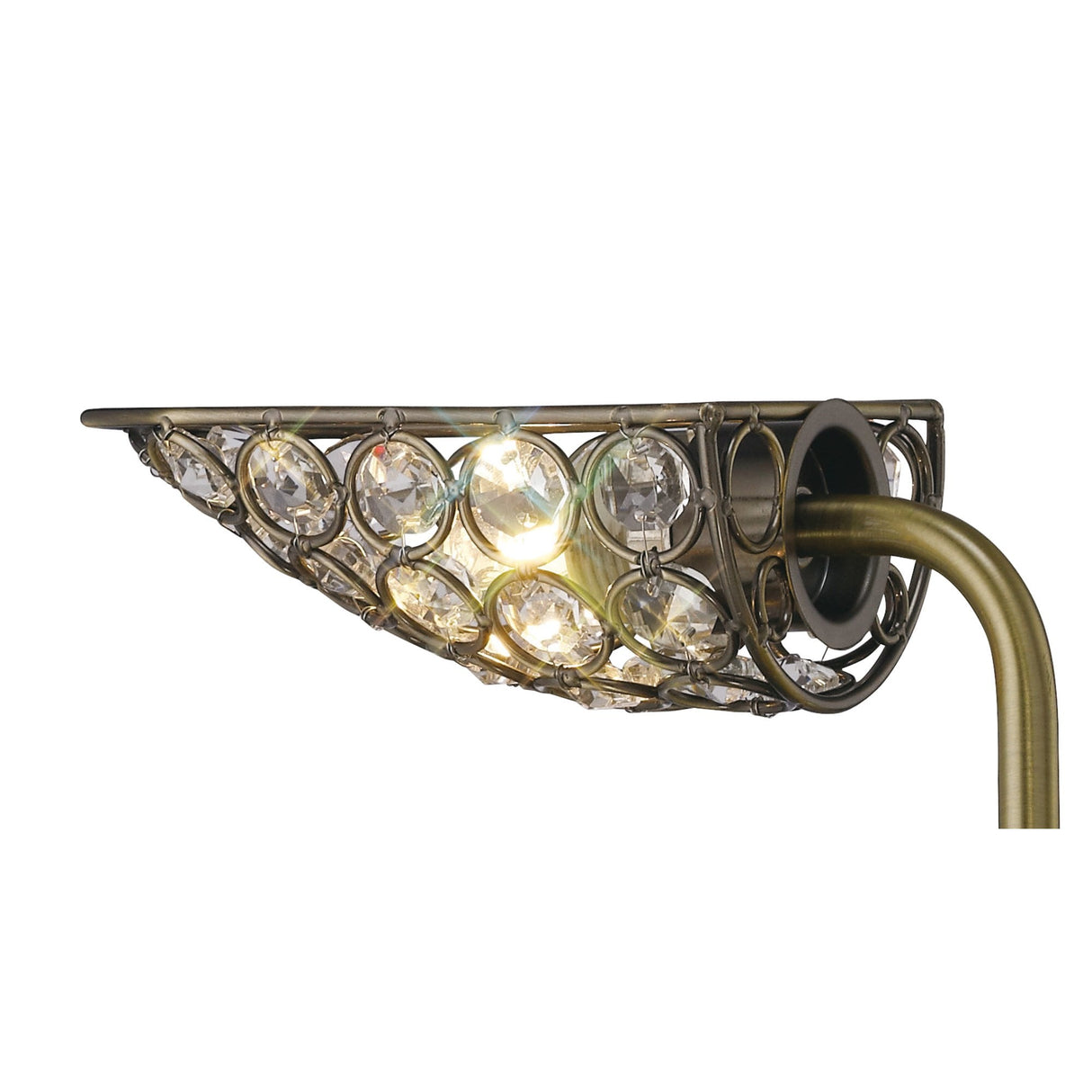 Ashton Antique Brass and Crystal 2-Light Wall Lamp