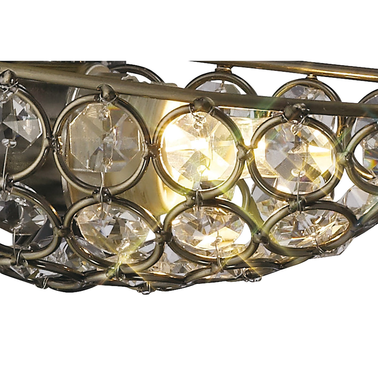 Ashton Antique Brass and Crystal 2-Light Wall Lamp