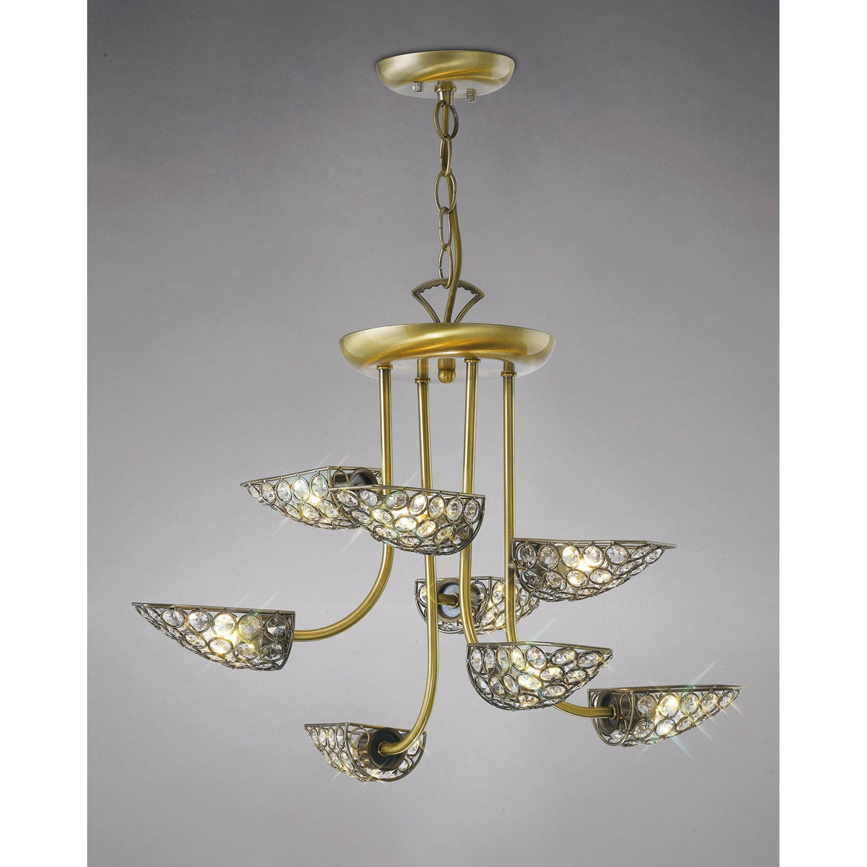 Luxurious Ashton 8-Light Crystal Pendant in Antique Brass Finish