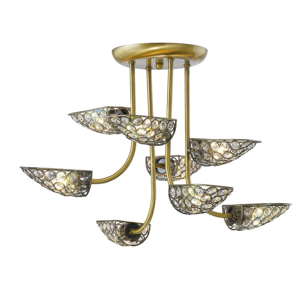 Luxurious Ashton 8-Light Crystal Pendant in Antique Brass Finish