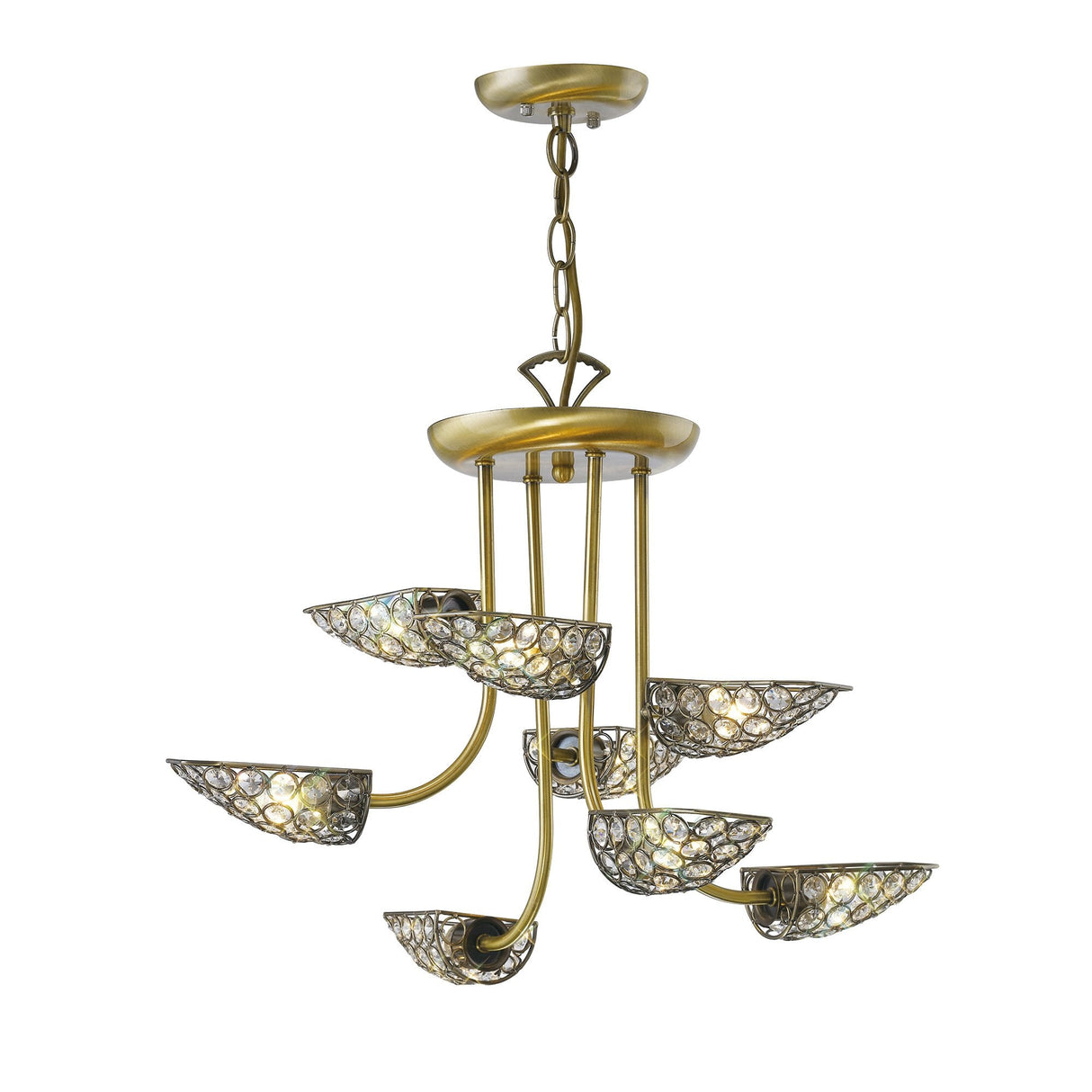 Luxurious Ashton 8-Light Crystal Pendant in Antique Brass Finish