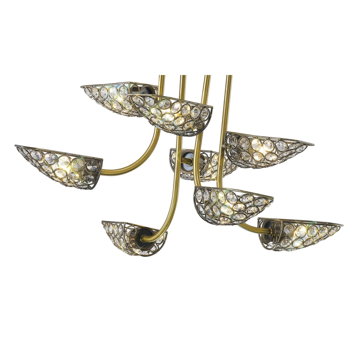 Luxurious Ashton 8-Light Crystal Pendant in Antique Brass Finish