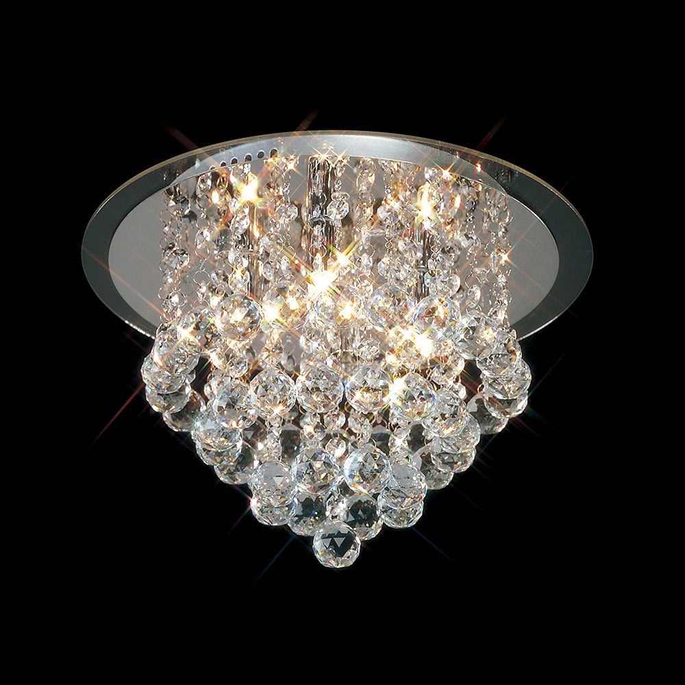 Atla Flush Ceiling Light with Crystal and Polished Chrome Finish