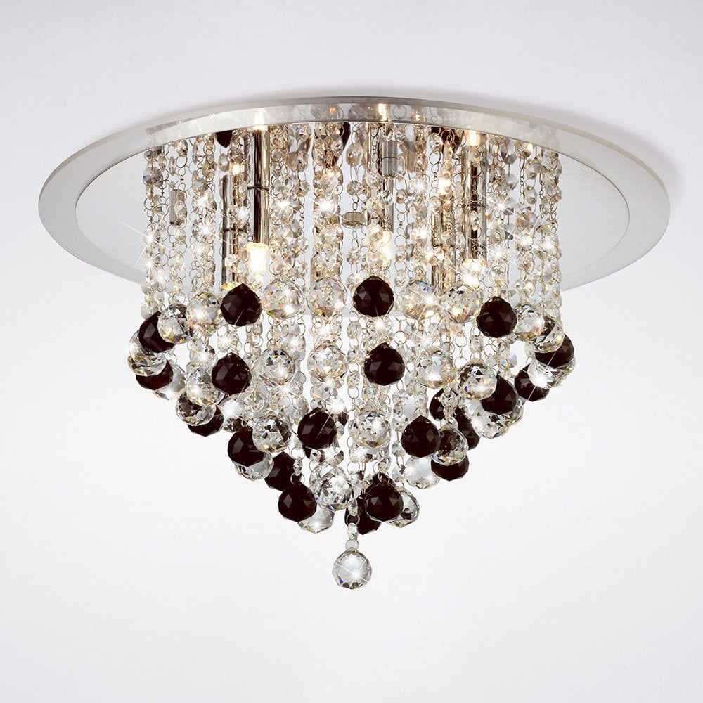 Atla 6-Light Crystal Chandelier in Polished Chrome with Interchangeable Black Spheres