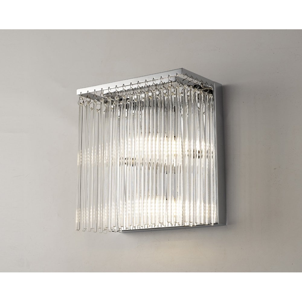 Zanthe Triple Light Wall Sconce in Polished Chrome with Clear Glass Rods