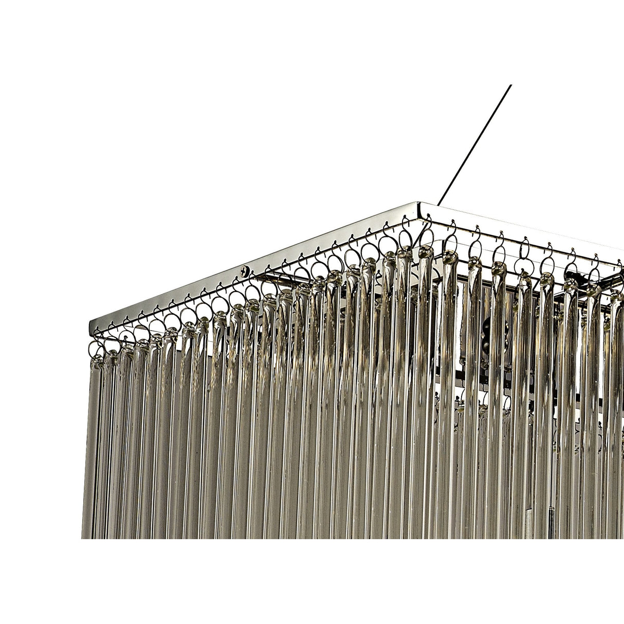 Zanthe Rectangular 10-Light Pendant in Polished Chrome with Clear Glass Rods