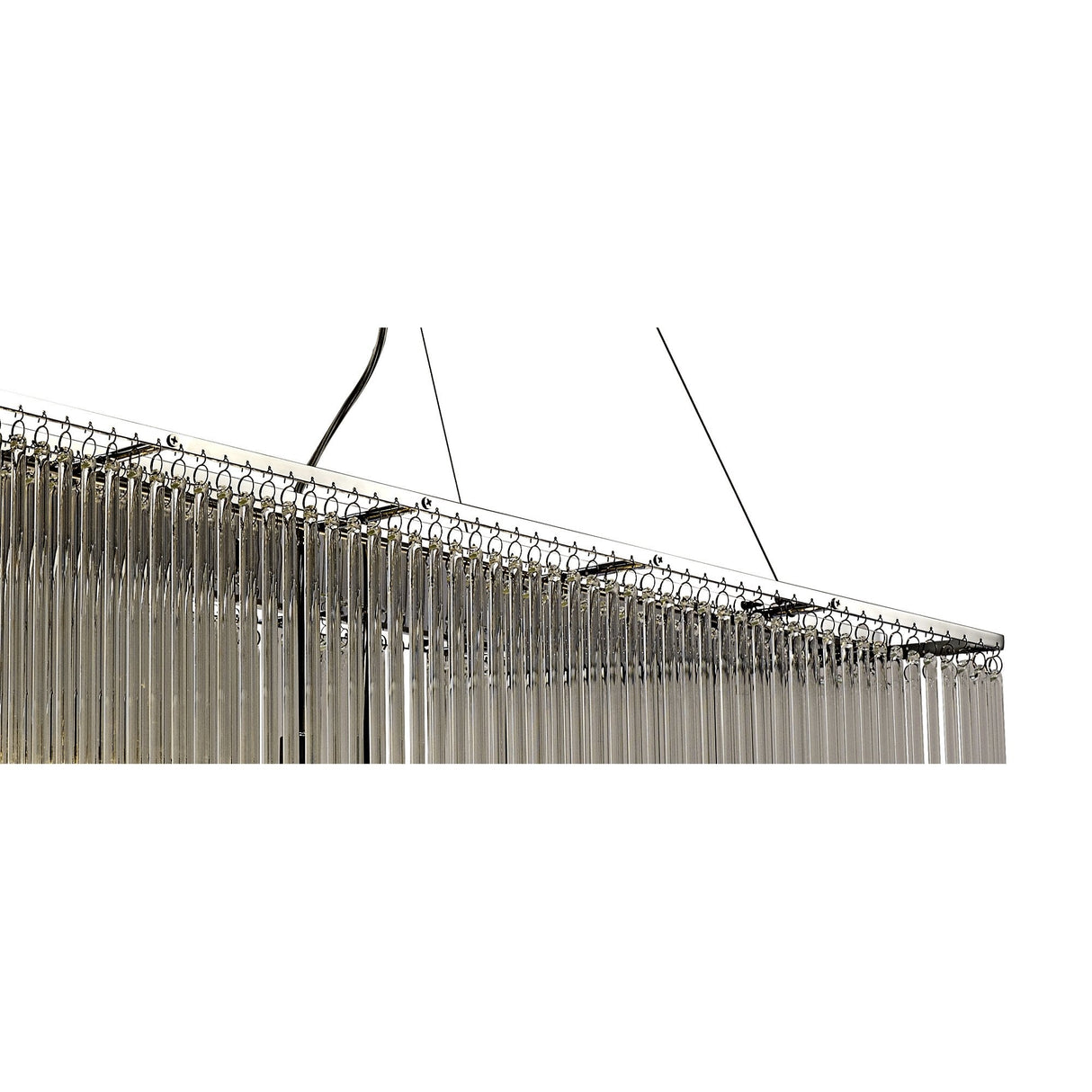 Zanthe Rectangular 10-Light Pendant in Polished Chrome with Clear Glass Rods