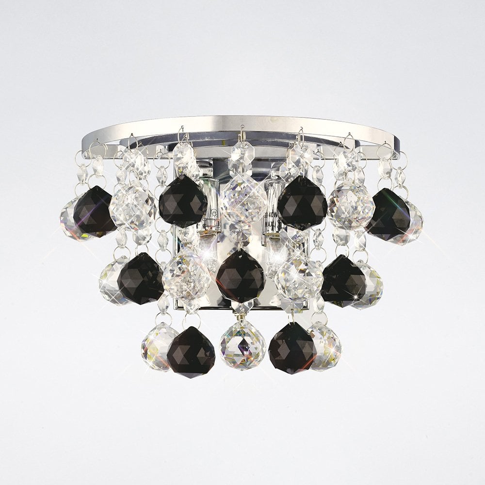 Atla Modern Dual-Illuminated Wall Lamp with Polished Chrome and Crystal Accents