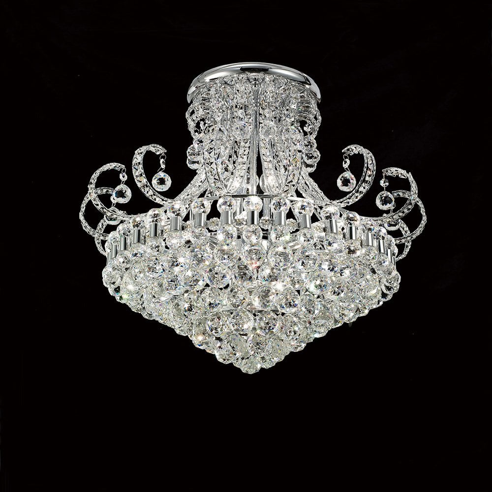 Radiant Pearl Sphere 12 Light Chrome Ceiling Chandelier with Crystal Orbs