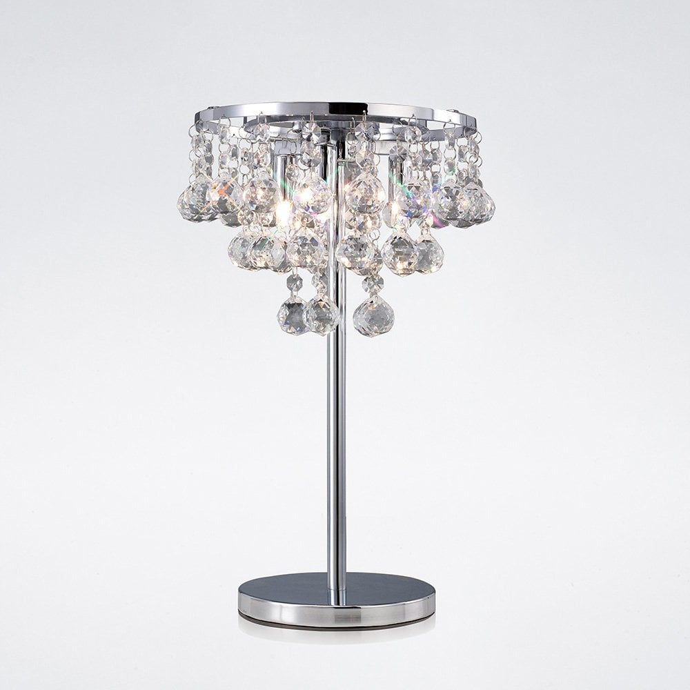 Elegance Table Lamp with Chrome and Crystal Design