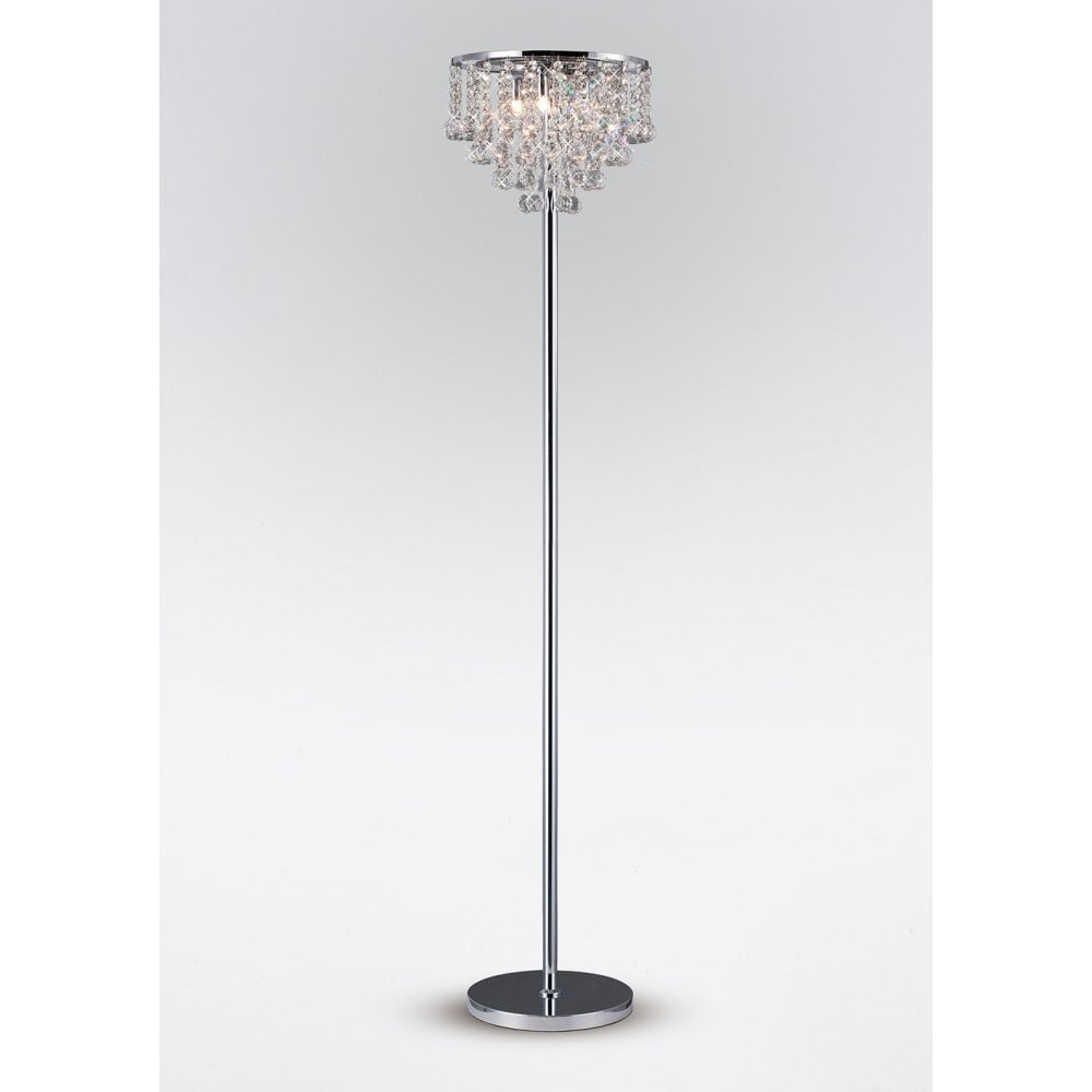 Elegant Chrome and Crystal Atla 4-Light Floor Lamp