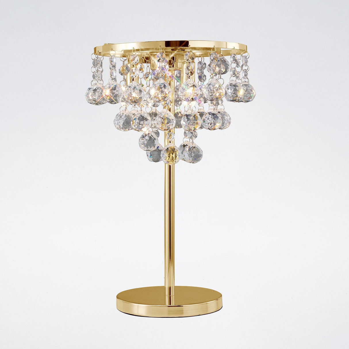 Elegant Atla French Gold Crystal Table Lamp with Triple Light Design