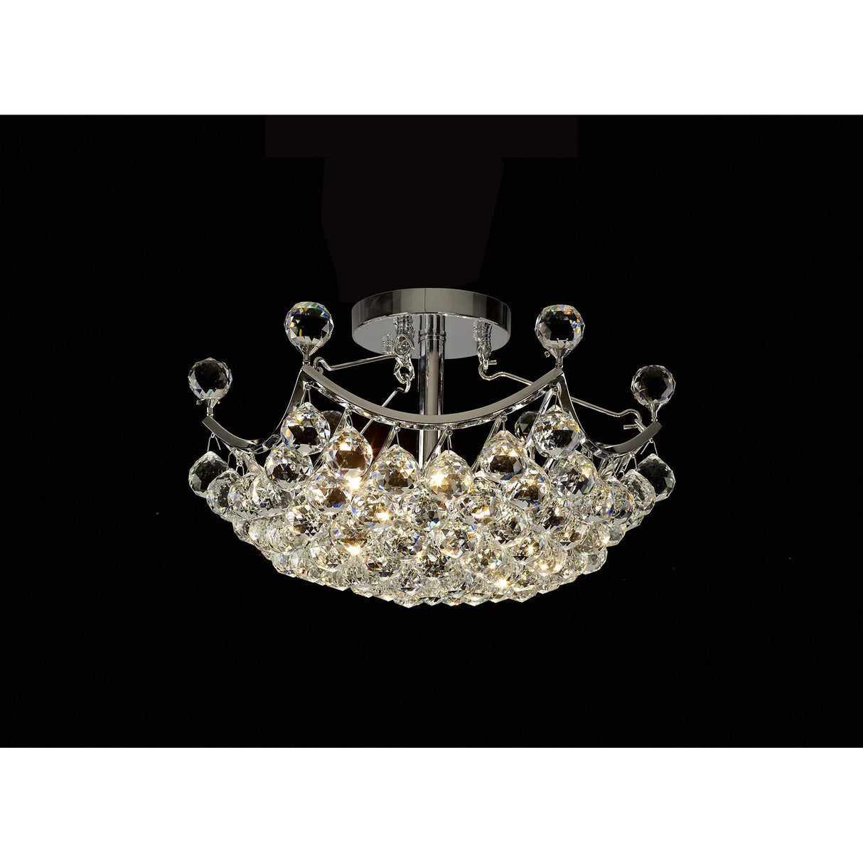 Opulent Polished Chrome Ceiling Light with Striking Crystal Accents