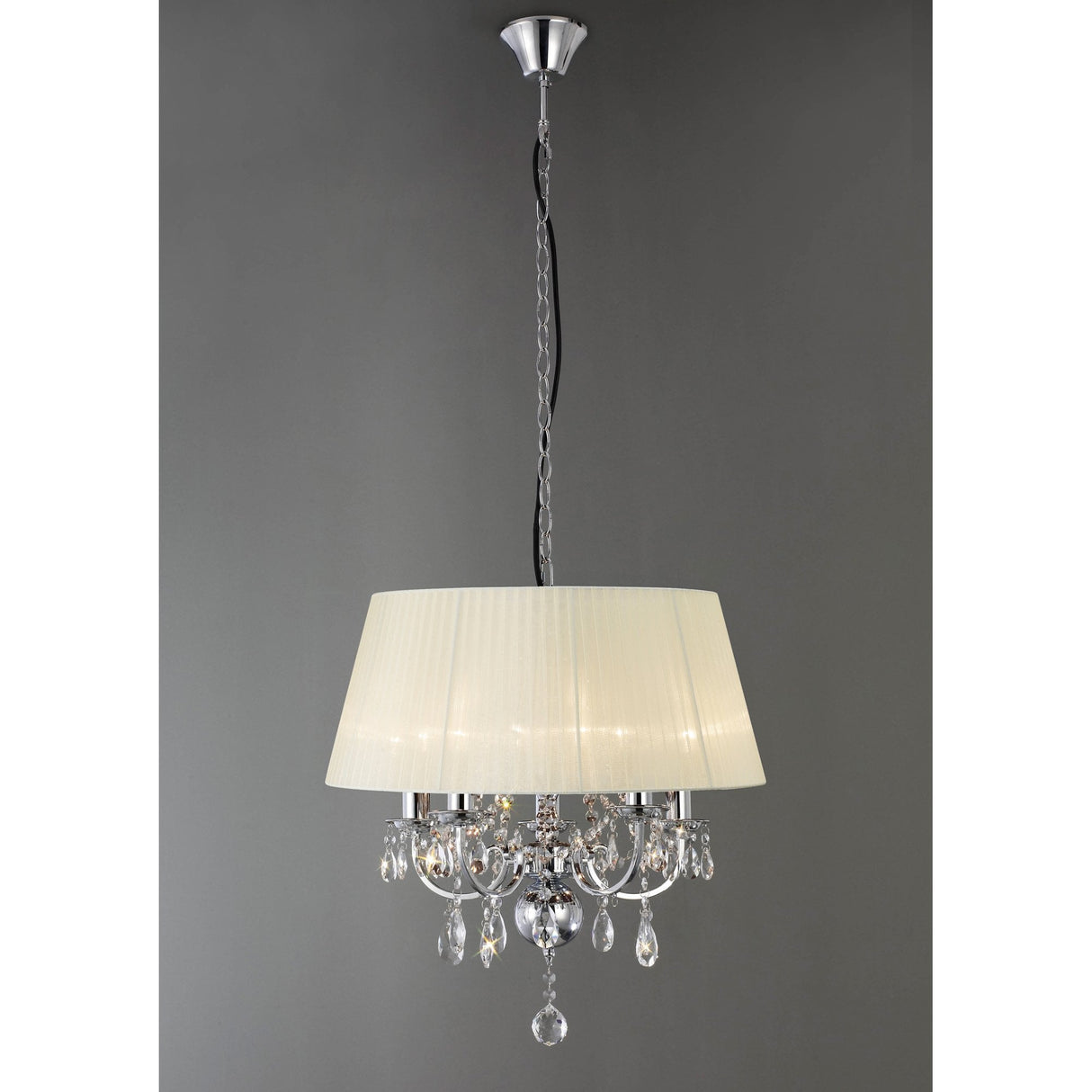 Olivia 5-Light Pendant with Ivory Cream Shade and Polished Chrome Finish