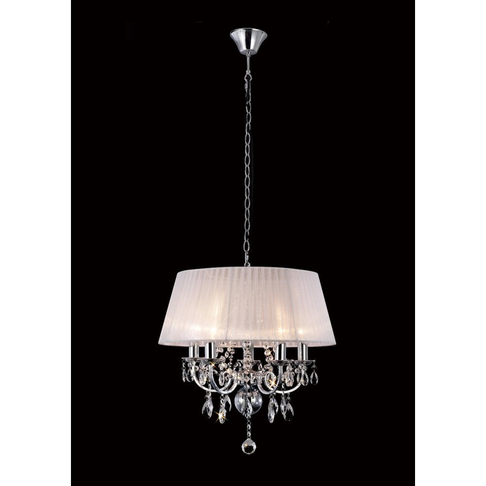 Olivia Pendant Light with Elegant White Shade and Polished Chrome Finish
