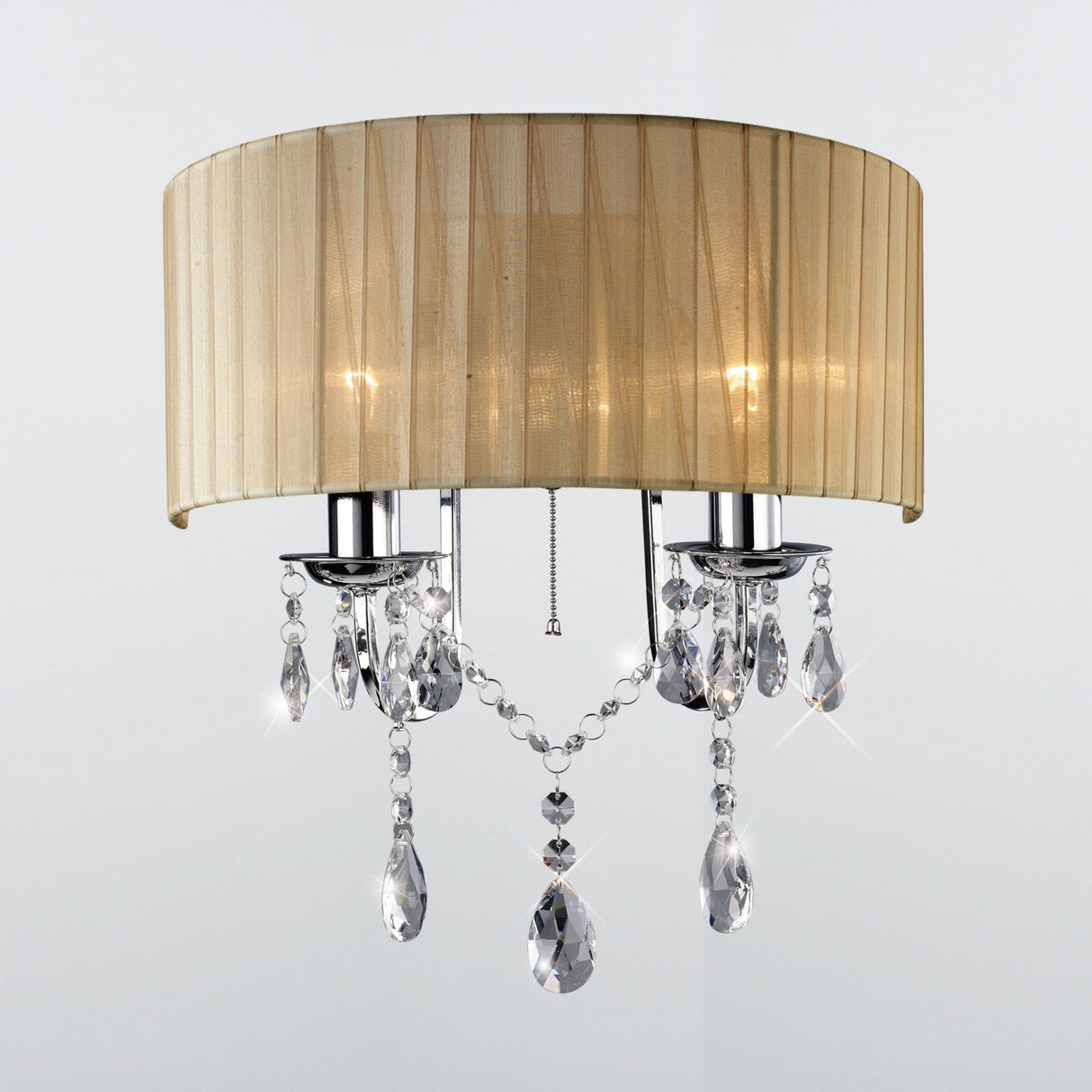 Olivia Dual Light Wall Lamp with Polished Chrome and Soft Bronze Shade by Cassia Twigue