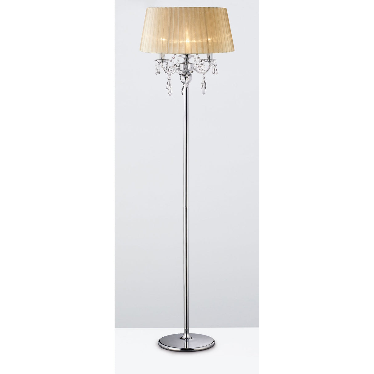 Olivia Floor Lamp with Soft Bronze Shade - Elegant Crystal and Chrome Design