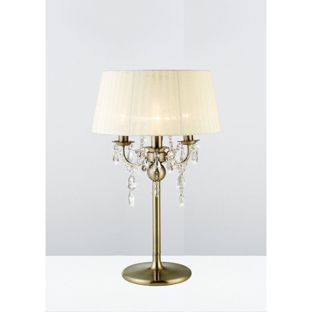 Elegant Olivia Table Lamp with Ivory Cream Shade and Antique Brass Finish
