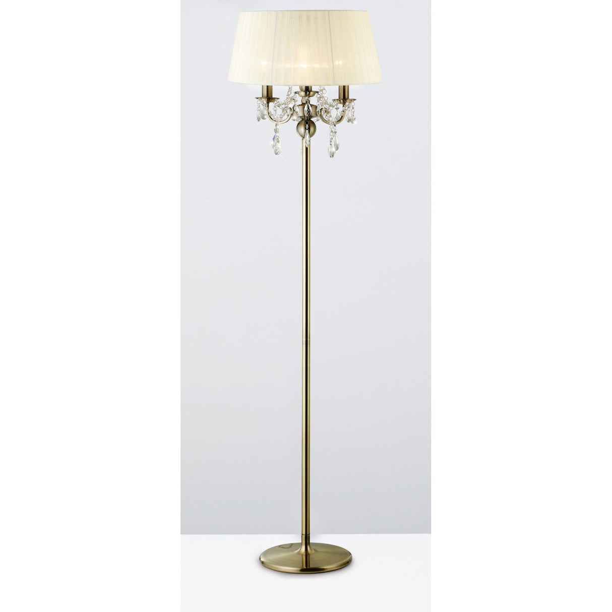 Timeless Elegance: Olivia 3-Light Floor Lamp in Antique Brass with Ivory Cream Shade
