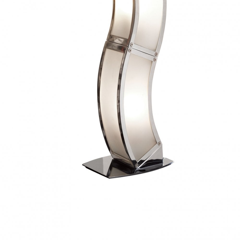 Duna E27 Dual Light Table Lamp in Polished Chrome and White Acrylic with Warm Glow