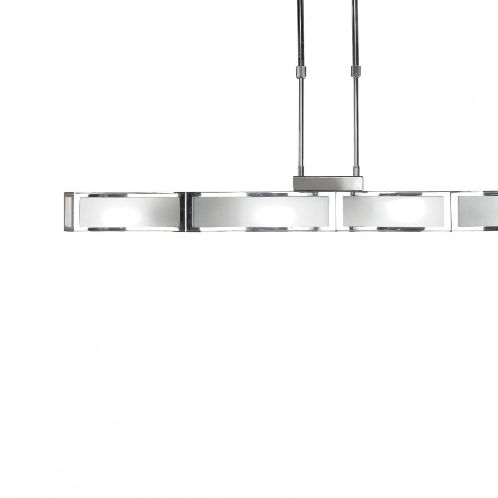 Duna E27 Four-Light Pendant Bar in Polished Chrome and Opal Acrylic