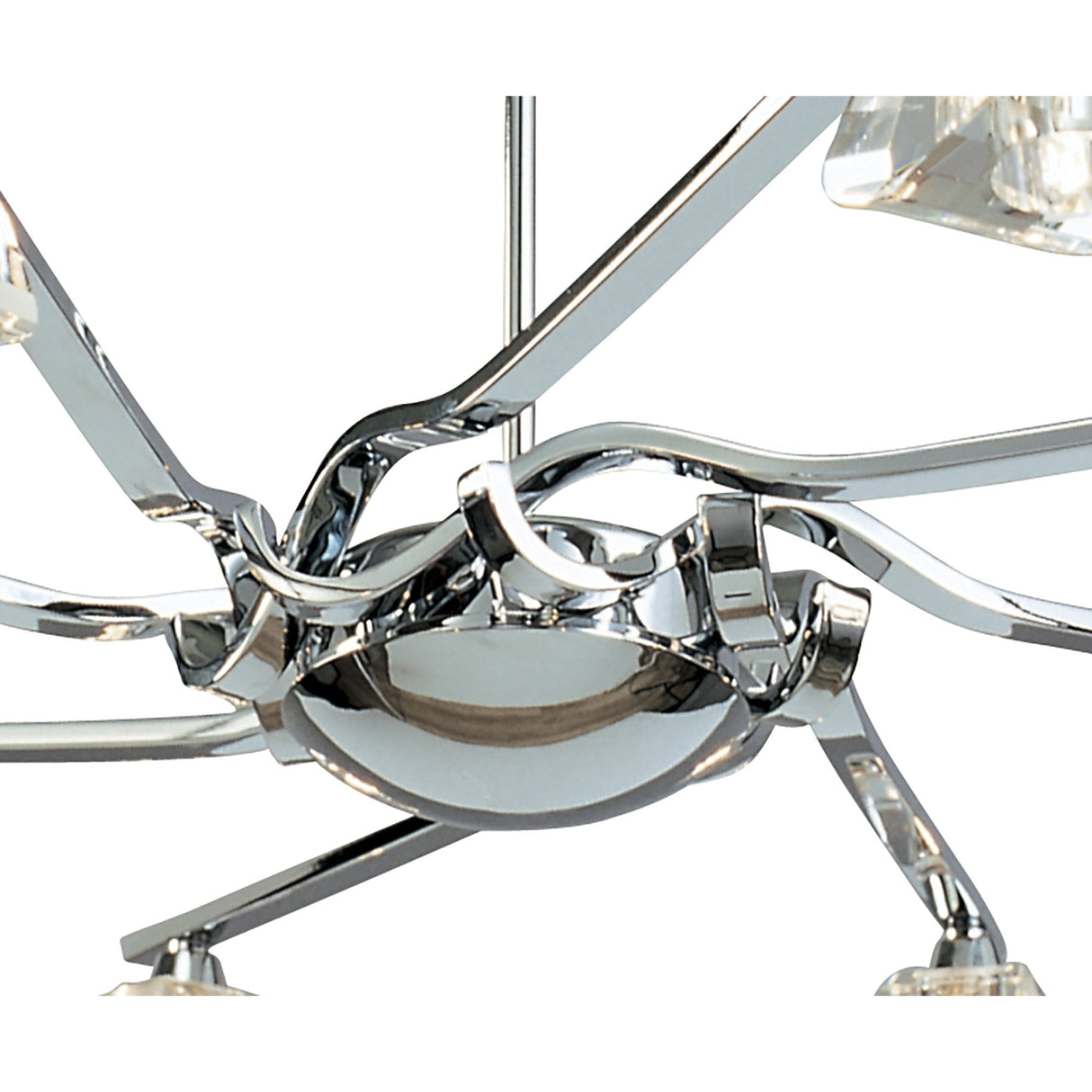 Alfa Pendant Ceiling Light Fixture, 8-Lamp Design, Polished Chrome Finish