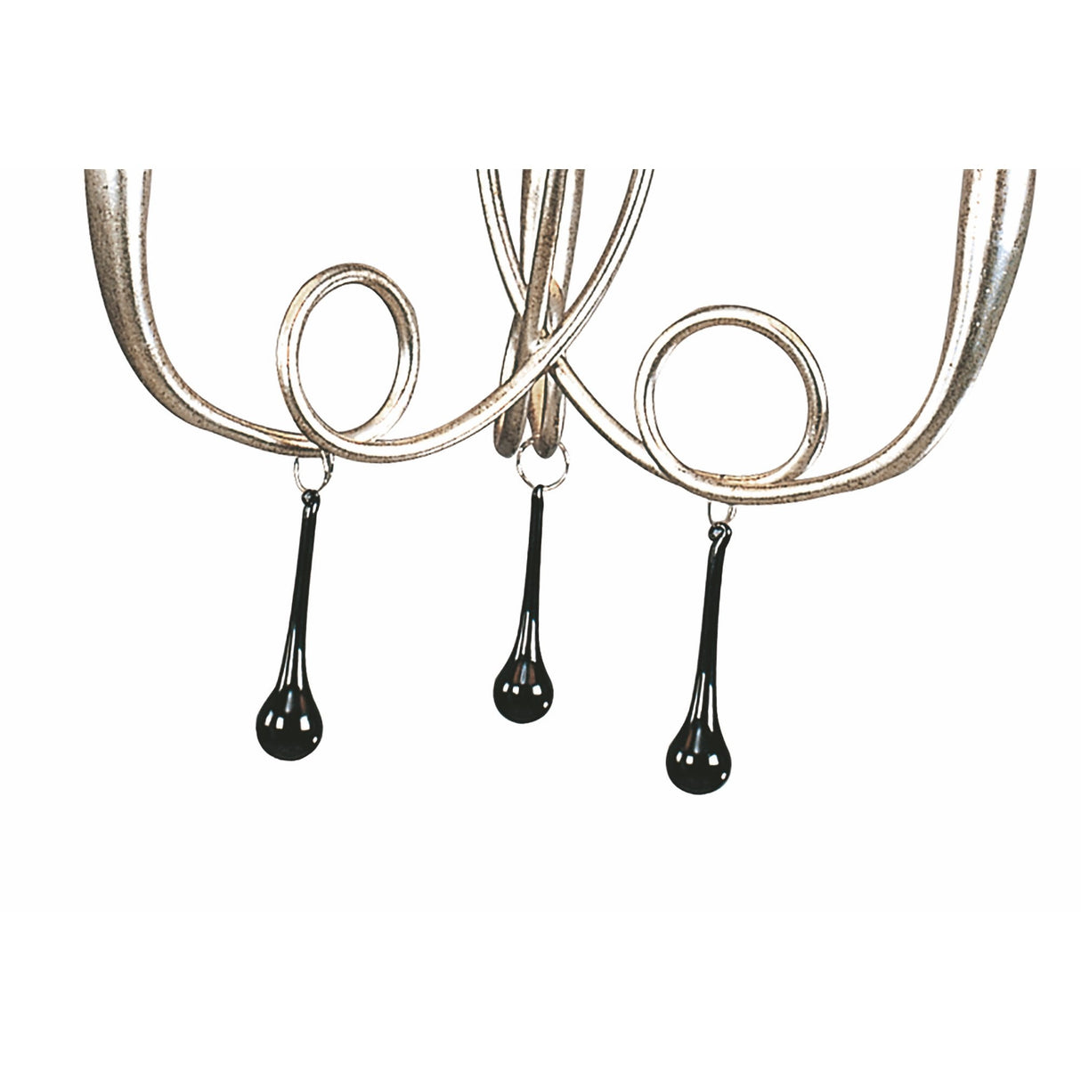 Paola Trio Pendant Light with Silver Finish, Black Shades & Removable Glass Droplets